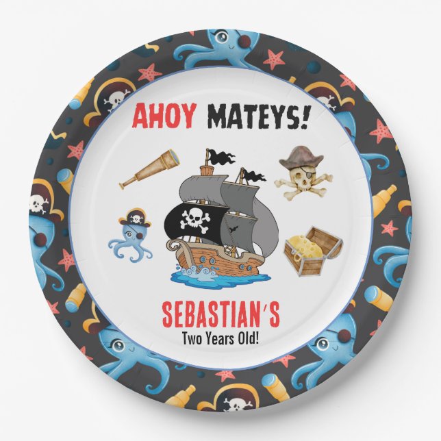 Pirate Birthday Party Paper Plate (Front)