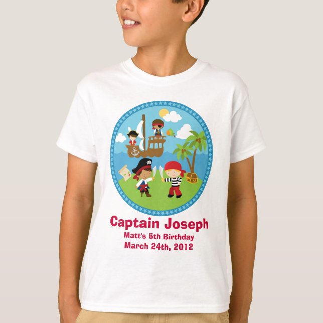 Pirate Birthday Party Personalised Shirts - Unique (Front)