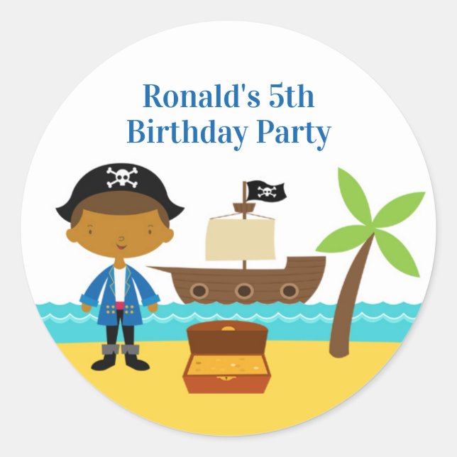 Pirate Birthday Party Stickers (Front)