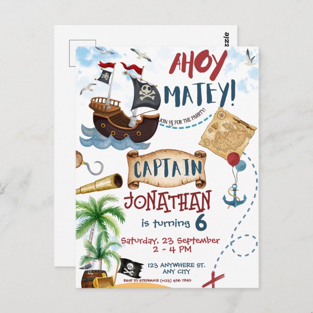 Pirate Birthday Postcard (Front/Back)