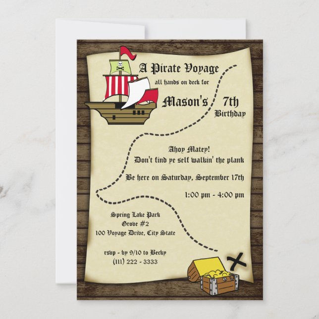 Pirate Birthday Voyage Map Invitation (Front)