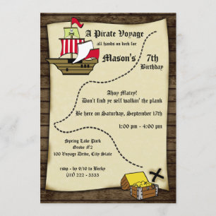 Pirate Birthday Voyage Map Invitation