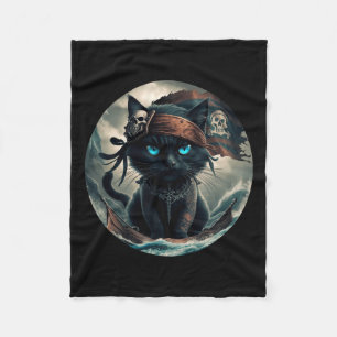Pirate Black Cat Fleece Blanket