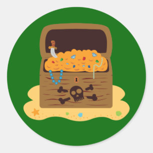 Pirate Booty Treasure Chest Classic Round Sticker