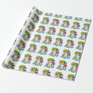 Pirate boy and treasure island wrapping paper