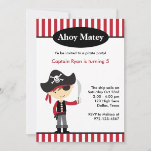 Pirate Boy BIrthday Invitations