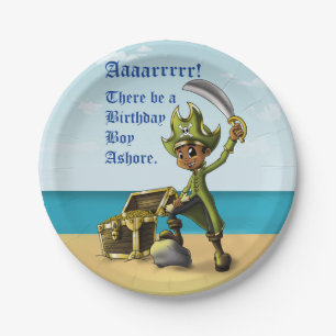 "Pirate Boy Birthday Paper Plates 7"