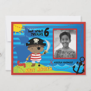 Pirate Boy Birthday Party Invitation, Ahoy Mateys! Invitation