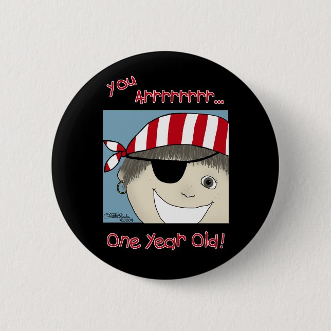 Pirate Boy one year old 6 Cm Round Badge (Front)