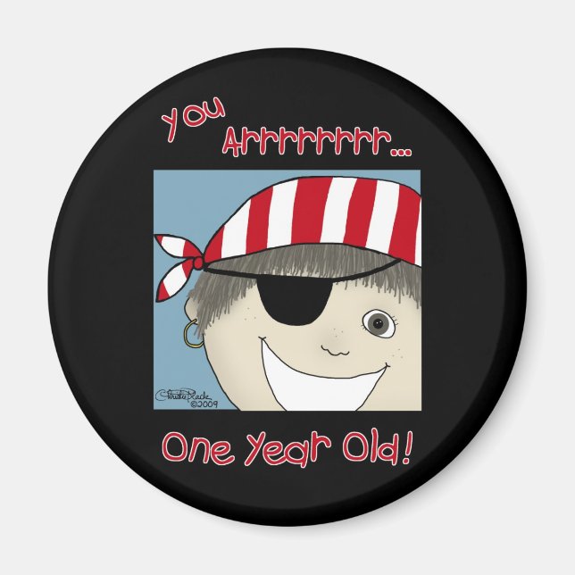 Pirate Boy one year old Magnet (Front)