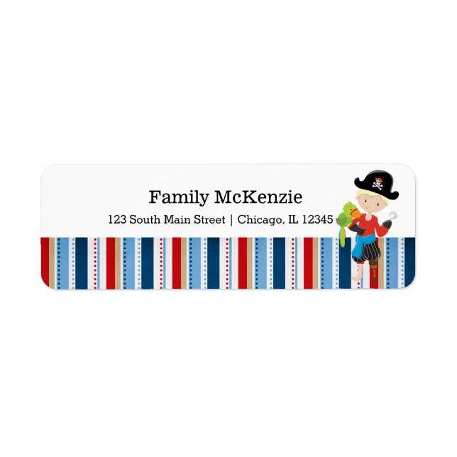 Pirate boy party return address label (Front)