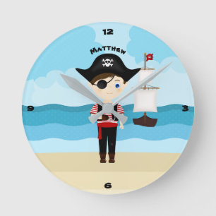 Pirate Boy Round Clock