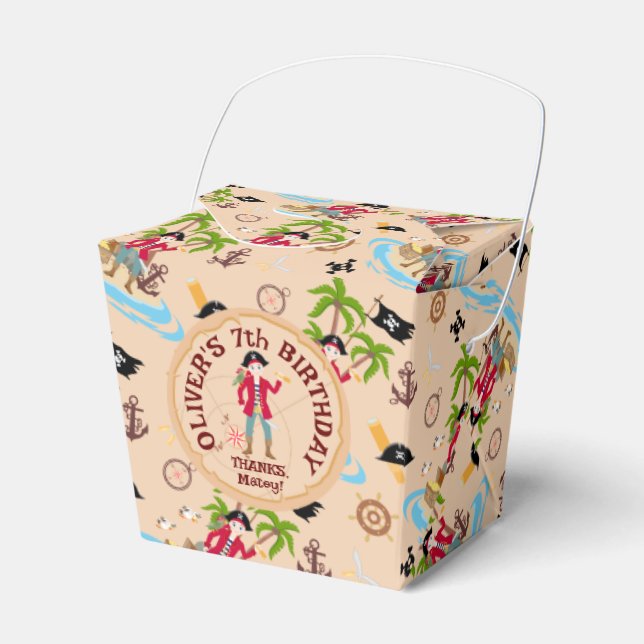 Pirate Boy Treasure Map Fun Birthday Party Favour Box (Front Side)