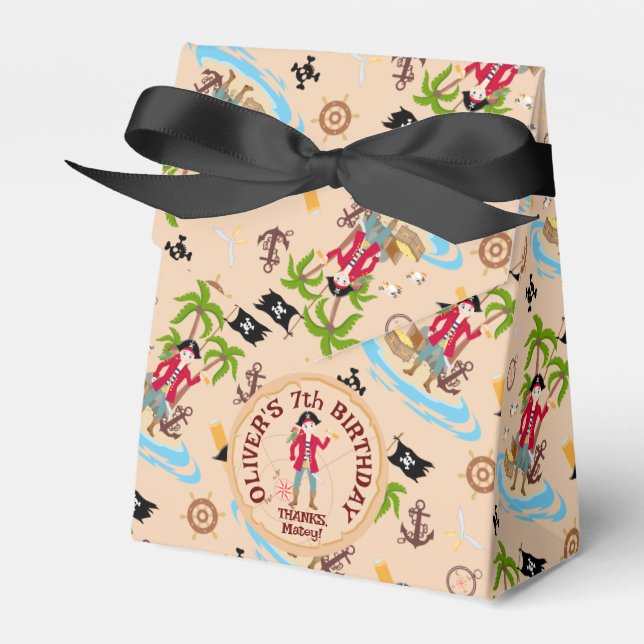 Pirate Boy Treasure Map Fun Birthday Party Favour Box (Front Side)