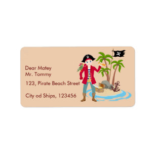 Pirate Boy Treasure Map Fun Birthday Party Label
