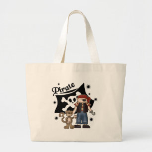 Pirate Boy with  Monkey Large Tote Bag