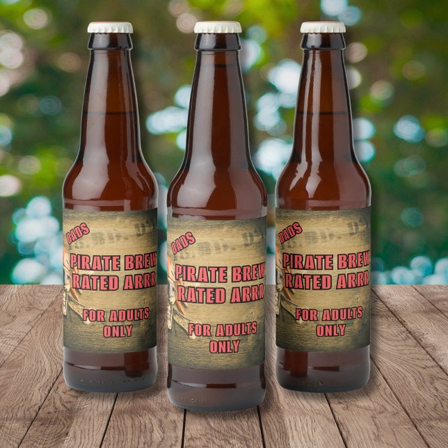 Pirate Brew Rated Arrr Beer Bottle Label (Creator Uploaded)