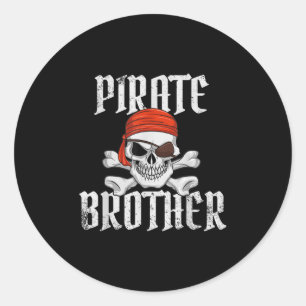 Pirate Brother Halloween Skull &amp; Crossbones Pi Classic Round Sticker