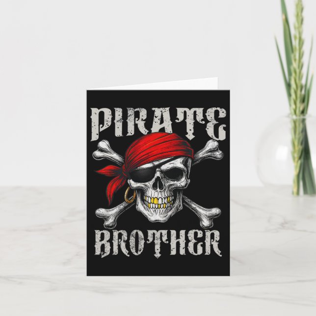 Pirate Brother Jolly Roger Flag And Skull Crossbon Card (Front)