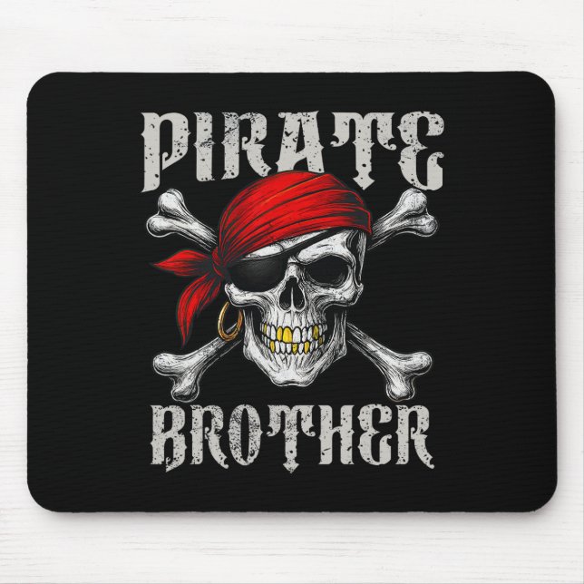 Pirate Brother Jolly Roger Flag And Skull Crossbon Mouse Pad (Front)