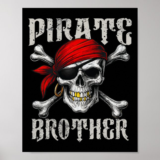 Pirate Brother Jolly Roger Flag And Skull Crossbon Poster (Front)