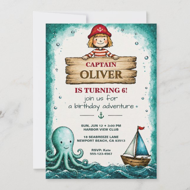 Pirate Captain Birthday Invitation (Front)