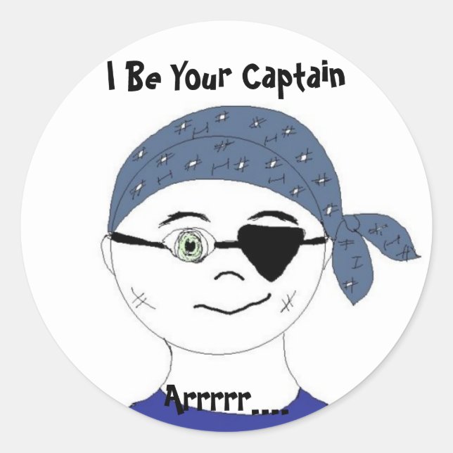Pirate Captain Classic Round Sticker (Front)