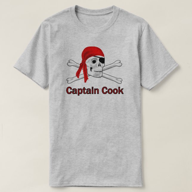 Pirate Captain Cook Grey T-shirt (Design Front)