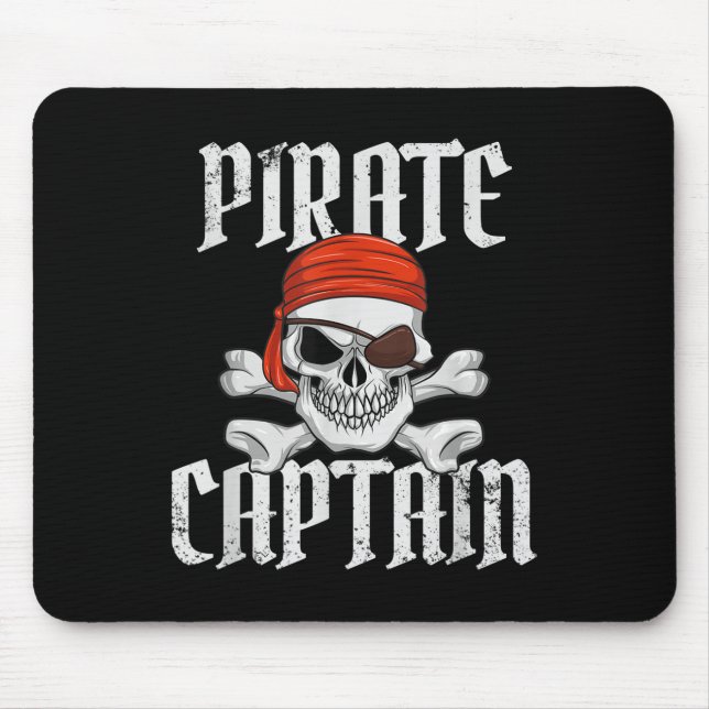 Pirate Captain Halloween Skull &amp; Crossbones Pi Mouse Pad (Front)