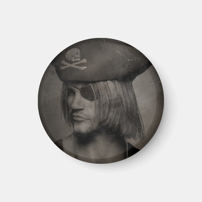 Pirate Captain Portrait - Antique Effect Magnet (Front)
