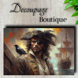 Pirate Captain Portrait Decoupage Tissue Paper