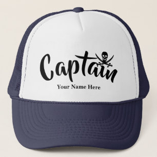 Pirate captains jolly roger skull trucker hat