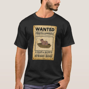 Pirate Capybara Wanted Poster Capybara For Kids T-Shirt