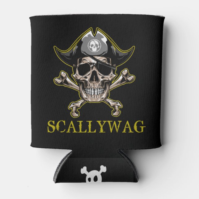 PIRATE CARRIBEAN  SKULL Crossbones Scallywag  Can Can Cooler (Front)