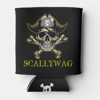 PIRATE CARRIBEAN SKULL Crossbones Scallywag Can Cooler