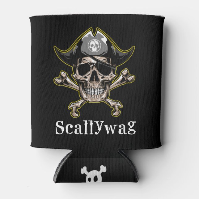 PIRATE CARRIBEAN  SKULL Scallywag  Can Cooler (Front)