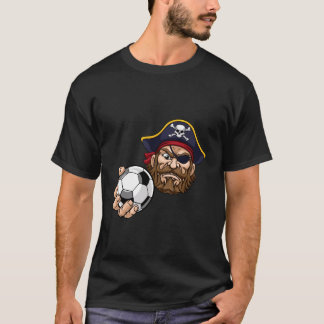 Pirate Cartoon Character Holding a Soccer Ball T-Shirt