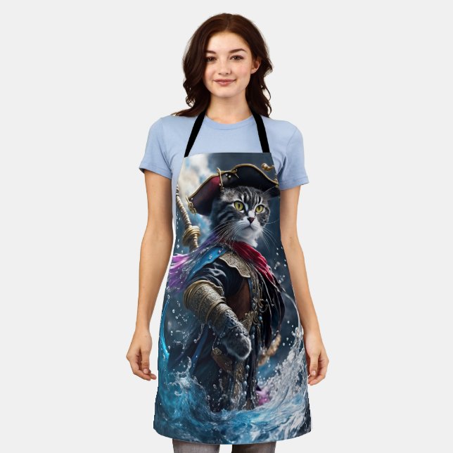 Pirate Cat Adventures: Photorealistic Masterpiece Apron (Worn)
