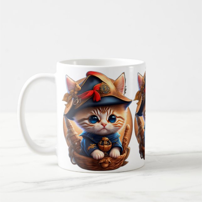 Pirate cat coffee mug (Left)