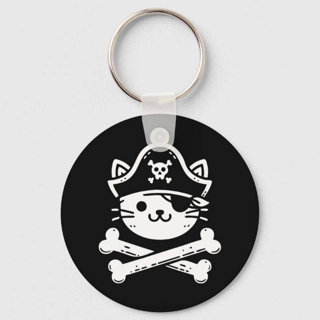Pirate Cat Crossbones Cat Lover Cats Kitten Owner  Key Ring (Front)