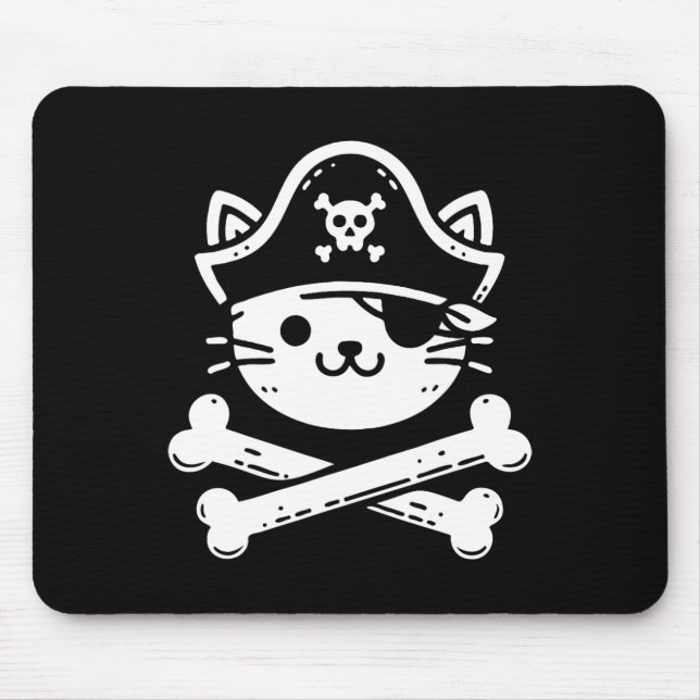 Pirate Cat Crossbones Cat Lover Cats Kitten Owner  Mouse Pad (Front)