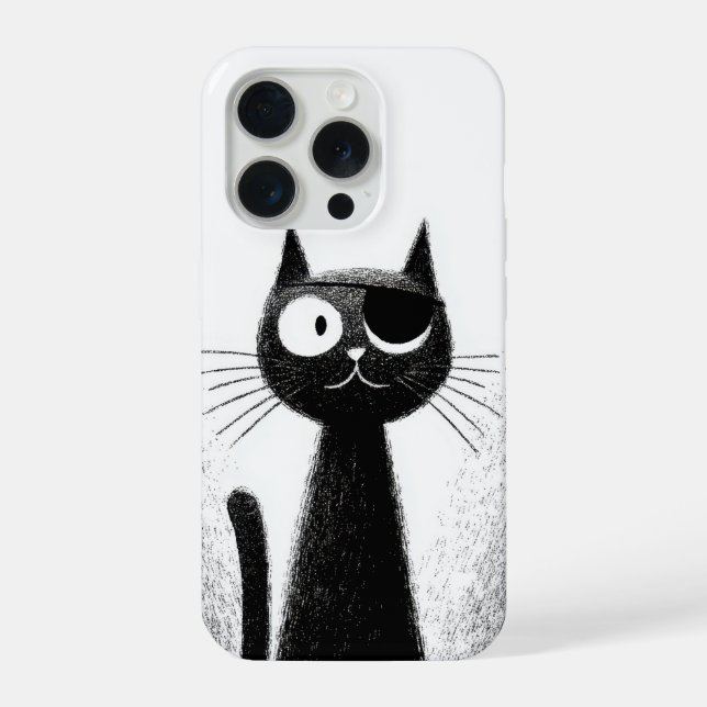 Pirate Cat – Cute Minimal Cat Art iPhone Case (Back)