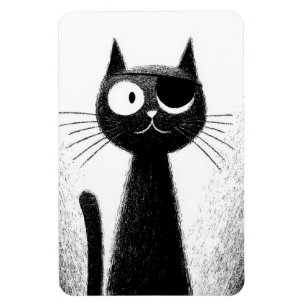 Pirate Cat – Cute Minimal Cat Art Magnet