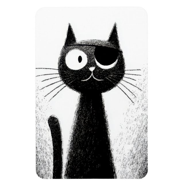 Pirate Cat – Cute Minimal Cat Art Magnet (Vertical)