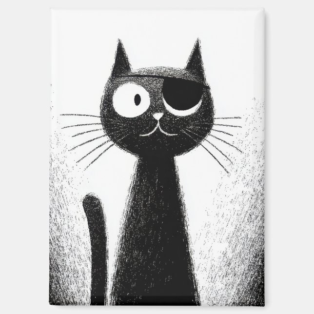 Pirate Cat – Cute Minimal Cat Art Magnet (Front)
