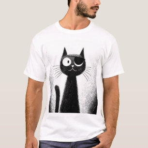 Pirate Cat – Cute Minimal Cat Art T-Shirt
