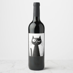 Pirate Cat – Cute Minimal Cat Art Wine Label