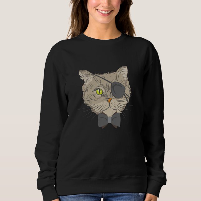 Pirate Cat  Eye Surgery Survivor Glaucoma Cataract Sweatshirt (Front)