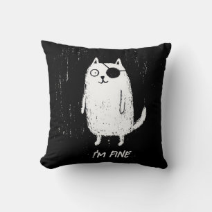 Pirate Cat – Minimal Funny Cat Art Cushion