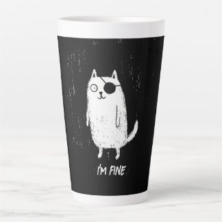 Pirate Cat – Minimal Funny Cat Art Latte Mug